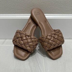A New Day Tan Woven Slide Sandals